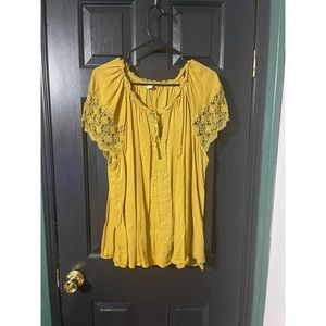 Mustard Blouse with short sleeve detail